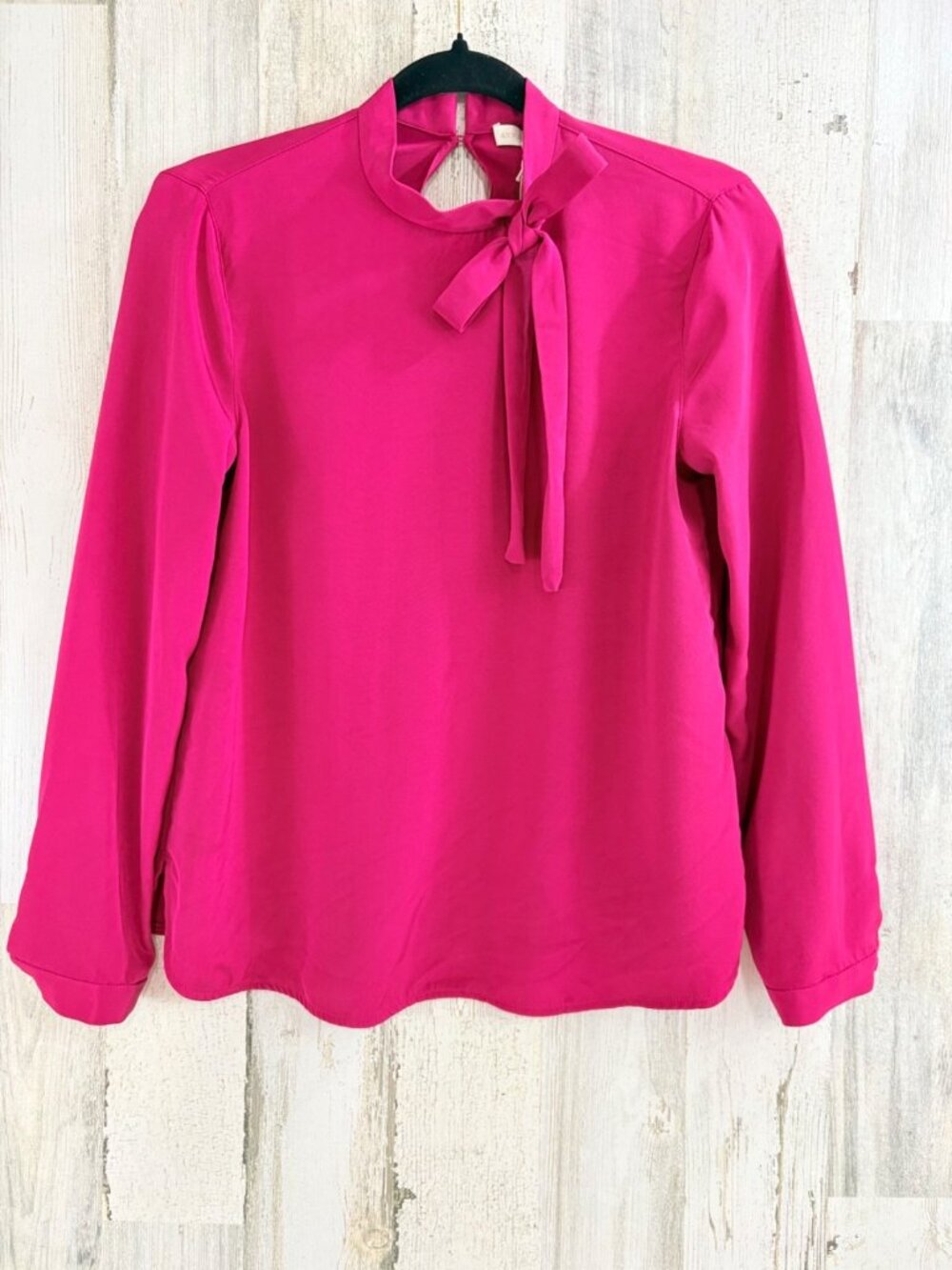 Ann Mashburn Sz XS Berry Pink Silk Crepe de Chine Pippa Bow Top NWT